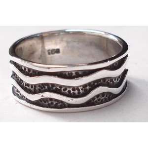  Double Wave Silver Ring (Size 8) 