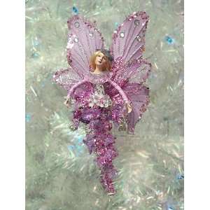  10 Purple & Silver Glittered & Beaded Fairy Pixie 