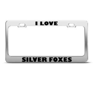 Love Silver Foxes Fox Animal license plate frame Stainless Metal Tag 