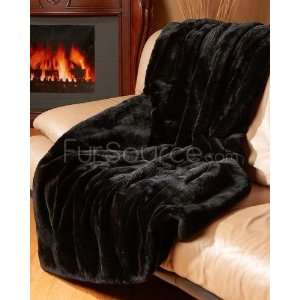  Full Pelt Black Sheared Beaver Fur Blanket / Fur Throw 
