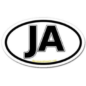  Jamaica JA Car Bumper Sticker Decal Oval Black and White 