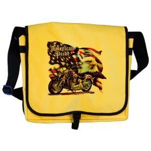  Messenger Bag American Pride US Flag Motorcycle and Bald 