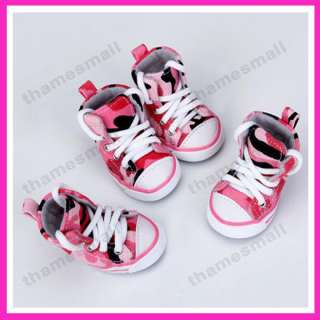 Pet Dog Canvas Sport Shoes Boots Sneakers Pink Camo #3  