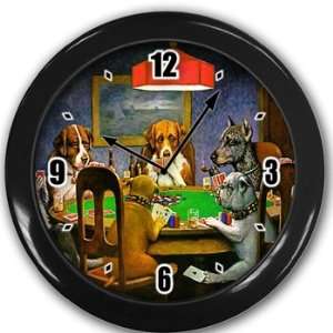  Dogs Playing Poker Wall Clock Black Great Unique Gift Idea 