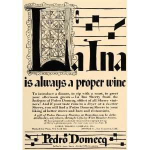 1938 Ad Comex Trading Pedro Domecq La Ina Sherry Wine   Original Print 