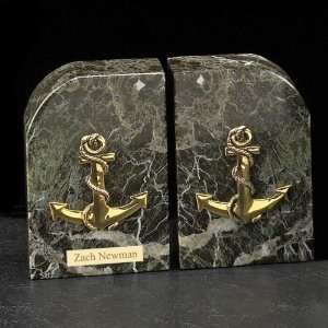  Gold Plated Marble Anchor Bookends 