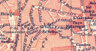 Portugal 1913 COIMBRA. Interesting Old Antique City Map Plan.  