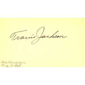  Travis Jackson Autographed 3x5 Card