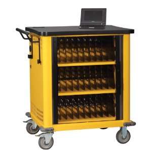  Netbook Cart   Stores and Charges 30 Netbooks (Yellow 