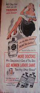1948 MENNEN Shaving Cream Sexy Pinup Art Girl Phone Ad  
