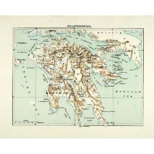  1890 Lithograph Peloponnese Saronic Gulf Greece Corinth 