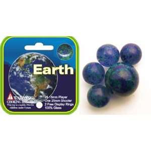 Mega Marbles   EARTH MARBLES NET (1 Shooter Marble, 24 Player Marbles 