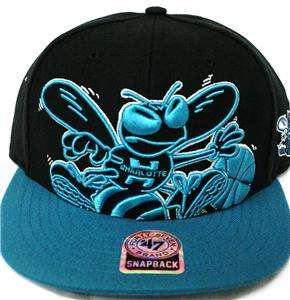   Hornets 47 Brand Flat Brim Snapback Cap Blackout Colossal MVP Hat