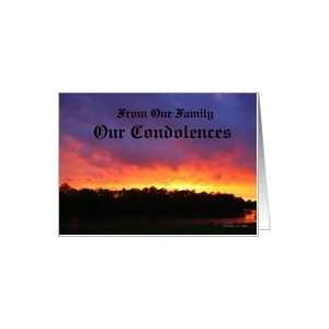  From our family   Our condolences / Sunset clouds Card 