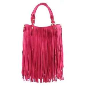   with Tags Authentic B low the Belt Pink Leather Twiggy Fringe Handbag