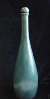 Lost Wax Cast Bronze Blue Vase Bottle Decorative Sculpture Original 