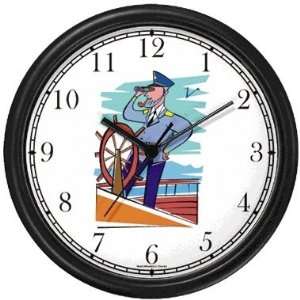  Captain or Skipper Steering Ship Nautical Theme Wall Clock 