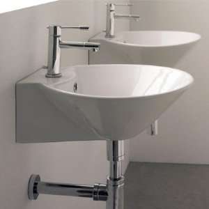  Cono Wall Mounted or Above Counter Bathroom Sink in White 