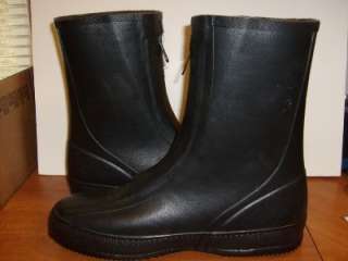 Mens Wolverine Waterproof Tall Rubber Black Boots Zip Front Size 9 M 