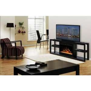   Electric Fireplace Media Console With Glass Ember Bed