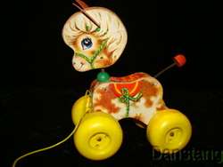 FISHER PRICE Vintage Prancy Prancing Pony wooden Pull Toy #617 from 