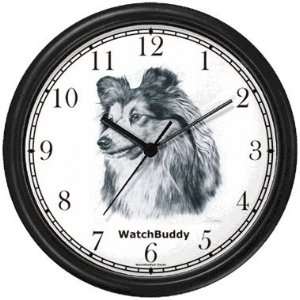 Shetland Sheepdog Dog Wall Clock by WatchBuddy Timepieces (Slate Blue 