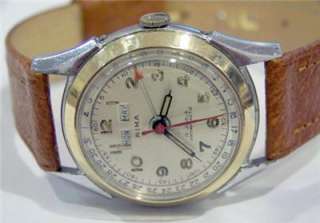   RIMA Mens Triple Calendar Winding Watch 1940s * SERVICED* EXLNT  