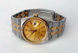 ROLEX OYSTERQUARTZ DATEJUST MENS WATCH TWO TONE GOLD STAINLESS STEEL 