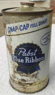 Pabst Blue Ribbon Snap Cap Cone Top Quart Beer Can With Crown Intact 