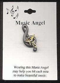 Music Musical Musician Notes Guardian Angel Pewter Pin  