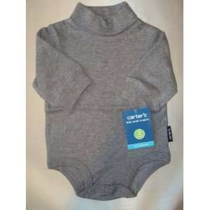   Boys Long sleeve Cotton Knit Turtleneck Bodysuit Gray 6 Months Baby