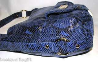 MICHAEL KORS BRIMFIED LAPIS BLUE LTHR LRG SHOULDER $398  