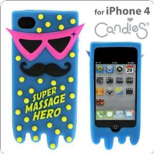  Candies MASSAGE HERO Silicon Cover for iPhone 4 (Blue 