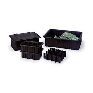 LEWISBins+ ESD Safe Stacking Divider Boxes   Black   Lot of 4  