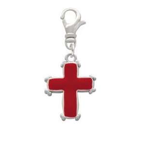  Enamel Red Cross with Simple Border Clip On Charm Arts 