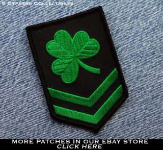 IRISH CLOVER MILITARY PATCH embroidered LUCKY SHAMROCK  
