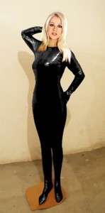 Full Covered Satin Spandex /w Latex Body Suit S H448S  