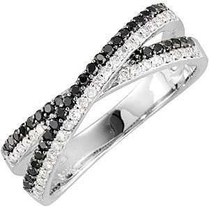   and White Diamond Double Band Criss Cross Ring in 14k White Gold(5.5