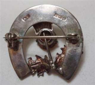 Vintage Sterling Silver Scottish Thistle Brooch Pin Horseshoe Ward 