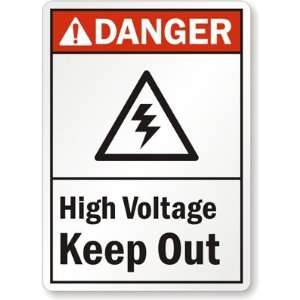  Danger High Voltage Keep Out Laminated Vinyl Sign, 7 x 5 