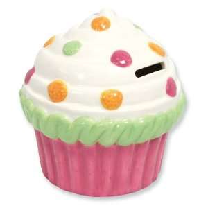  5in Pink Ceramic Cupcake Bank Jewelry