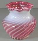 Cranberry Opalescent Swirl Art Glass Vase Star Shaped R