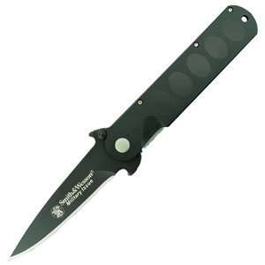 Smith & Wesson Military Knife, Black Blade, Black Aluminum Handle 