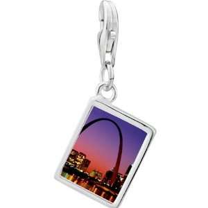  Pugster 925 Sterling Silver Night Scene Photo Rectangle 