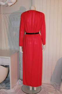 OSCAR DE LA RENTA Vtg Red Goddess Dress Caftan Gown XL  