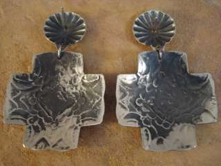   Platero Old Style Navajo Sterling Silver Santa Fe Cross Earrings