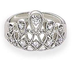 Sterling Silver Tiara Crown Princess CZ Ring Sizes 6 10  