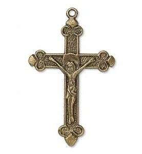 50 Antique Brass Crucifix Cross Charm Pendant WHOLESALE  