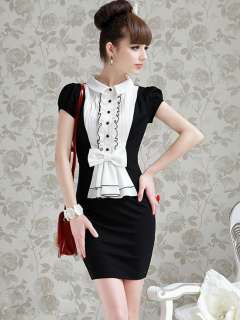   New stylish lady polka dot dress elegant OL satins mini dresses  