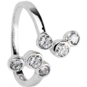   Silver 925 Cubic Zirconia BUBBLES Adjustable Toe Ring Jewelry